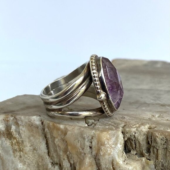 Sterling Silver 925 Jay King DTR Oval Faceted Dyed Quartz Triple Band Ring 6.5 - Picture 4 of 16